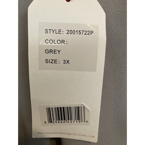Standards & Practices Boho Dress •3X• Plus Size Grey Crepe Balloon Sleeve NWT! - Picture 9 of 11